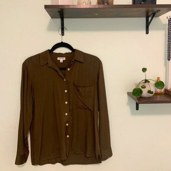 Frank & Oak Tops - Frank & Oak Olive buttondown